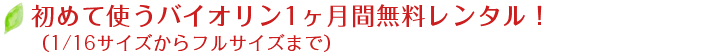 初めて使うバイオリン1ヶ月間無料レンタル！1/16からフルサイズまで